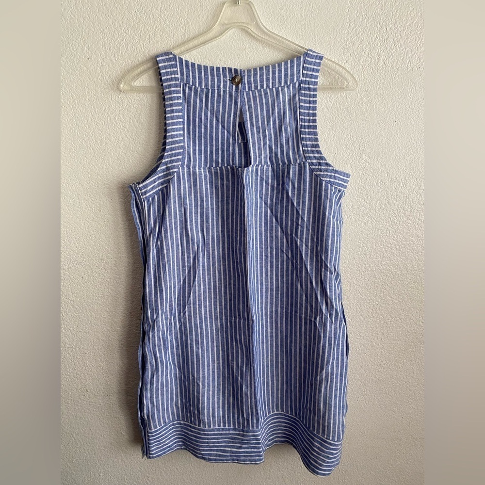 For Cynthia Linen Blend Striped Knee Length Shift Dress M - Picture 5 of 11